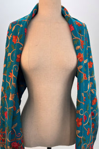 Cachecol Cashmere Turquesa Bordado Yacamim #336