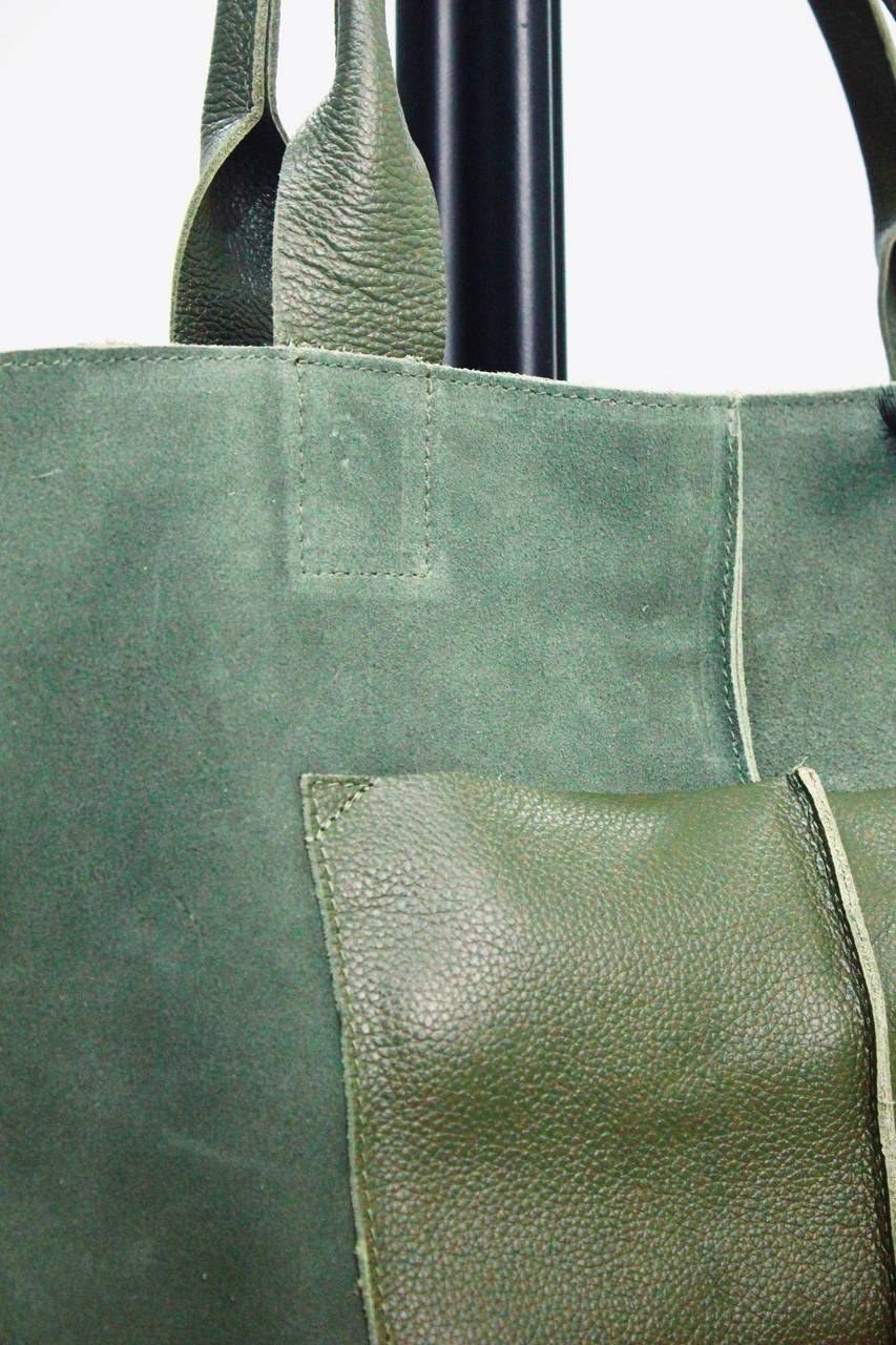 Bolsa De Couro Com Alças Verde Yacamim #426 
