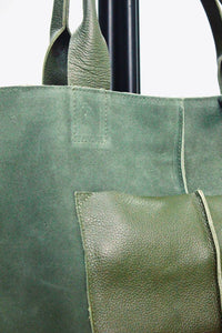 Bolsa De Couro Com Alças Verde Yacamim #426 
