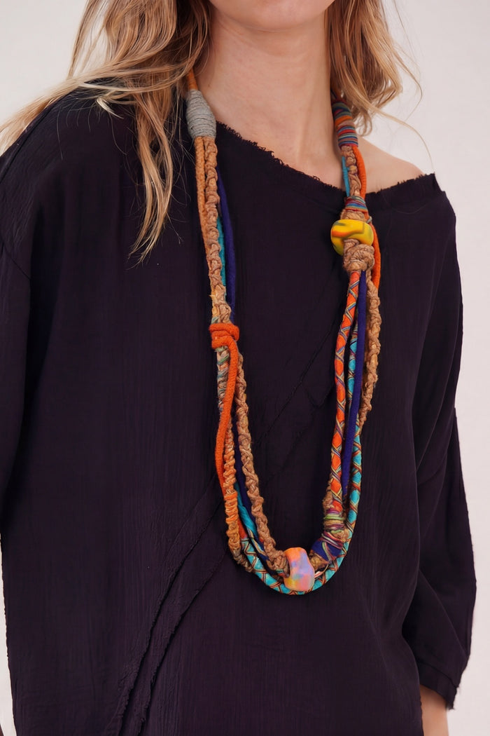 Colar Artesanal De Cordas Coloridas Yacamim #870