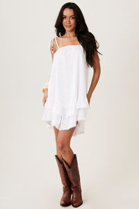 Vestido Curto Broderie Com Alças Branco Yacamim C9