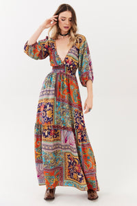 Vestido Longo Estampa Paisley Yacamim D17