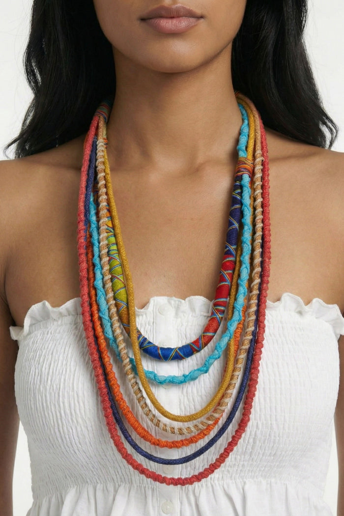 Colar Artesanal De Cordas Coloridas Yacamim #793