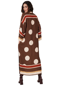 Chemise Midi Amplo Marrom Poá Yacamim N3