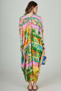 Kaftan Quadrado Verde Estampado Coleção Bahêa Yacamim R9