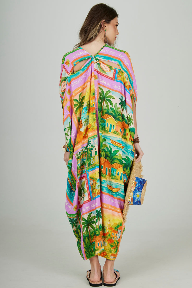 Kaftan Quadrado Verde Estampado Coleção Bahêa Yacamim R9