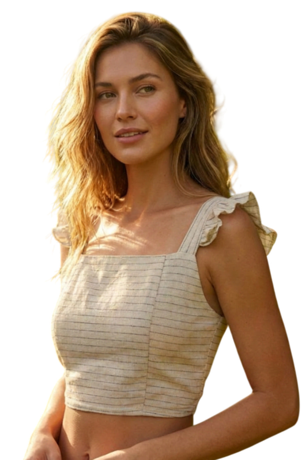 Cropped Com Alças Largas Bege Yacamim F10