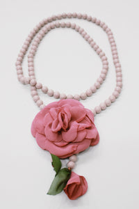 Colar Ave Maria Com Flor Rosa Yacamim #702