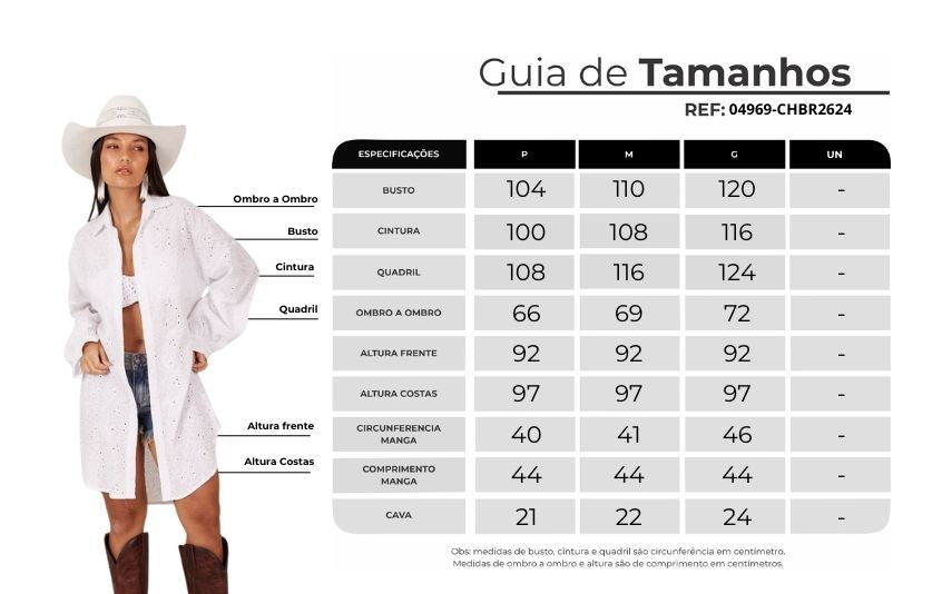 Chemise Clássica Broderie Branco Yacamim M8