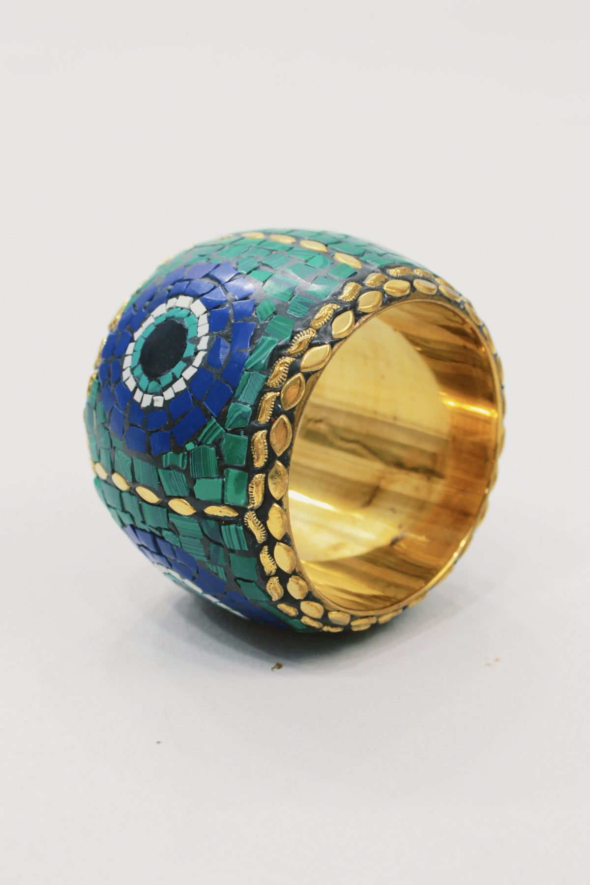 Pulseira Bracelete Largo De Metal Com Pedras Yacamim #574