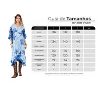 Kaftan Midi Decote Em V Azul Claro Patchwork Yacamim J8