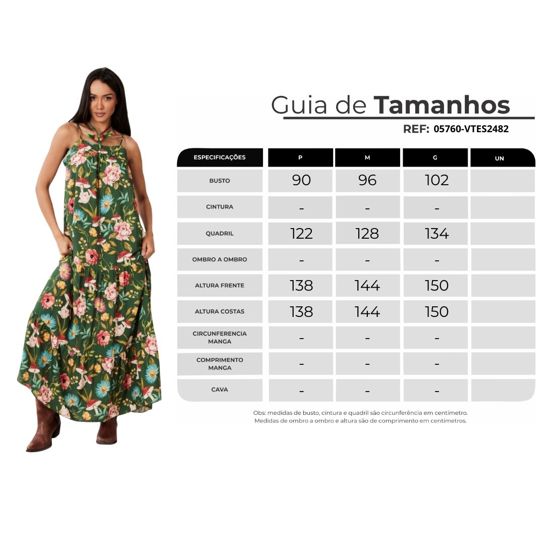 Vestido Longo Babados Verde Estampado Yacamim C5
