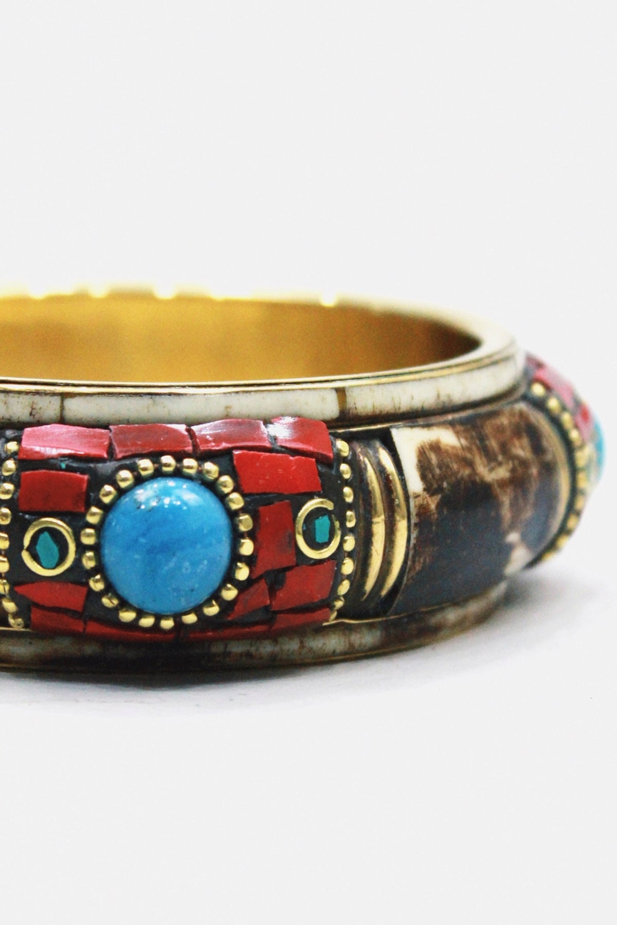 Pulseira Bracelete De Metal Com Pedras Yacamim #458