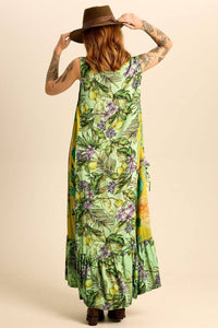 Vestido Regata midi Verde Patchwork Yacamim