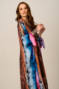 Kaftan Longo Tie Dye Colorido Yacamim J1