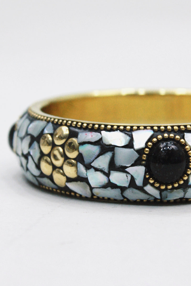 Pulseira Bracelete De Metal Com Pedras Yacamim #459