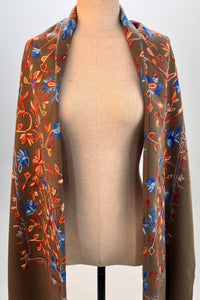 Cachecol Cashmere Marrom Bordado Yacamim #315