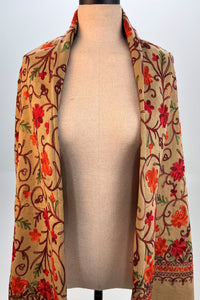 Cachecol Cashmere Marrom Claro Bordado Yacamim #334