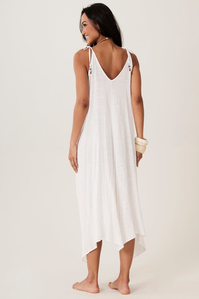 Vestido Midi Algodão Marrocos Branco Yacamim E7