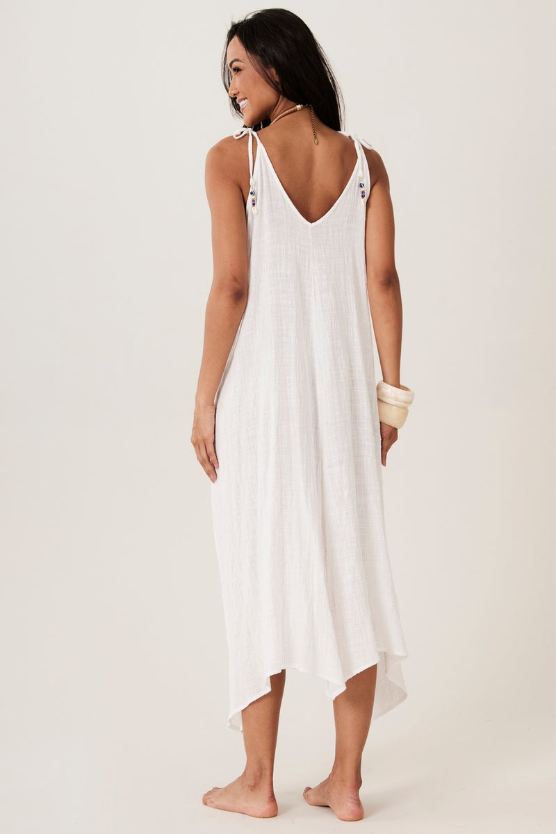 Vestido Midi Algodão Marrocos Branco Yacamim E7