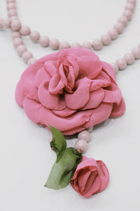 Colar Ave Maria Com Flor Rosa Yacamim #702