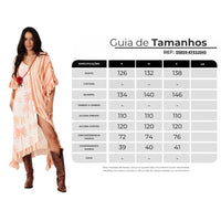 Kaftan Midi Com Mangas 3/4 Rose Estampado Yacamim J1