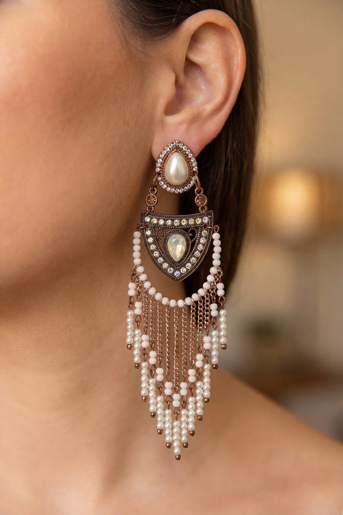 Brinco Artesanal De Miçangas Brancas Yacamim #970