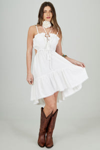 Vestido Curto De Viscolinho Off White Yacamim C25