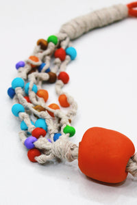 Colar Artesanal De Cordas Coloridas Com Massinhas Yacamim #423