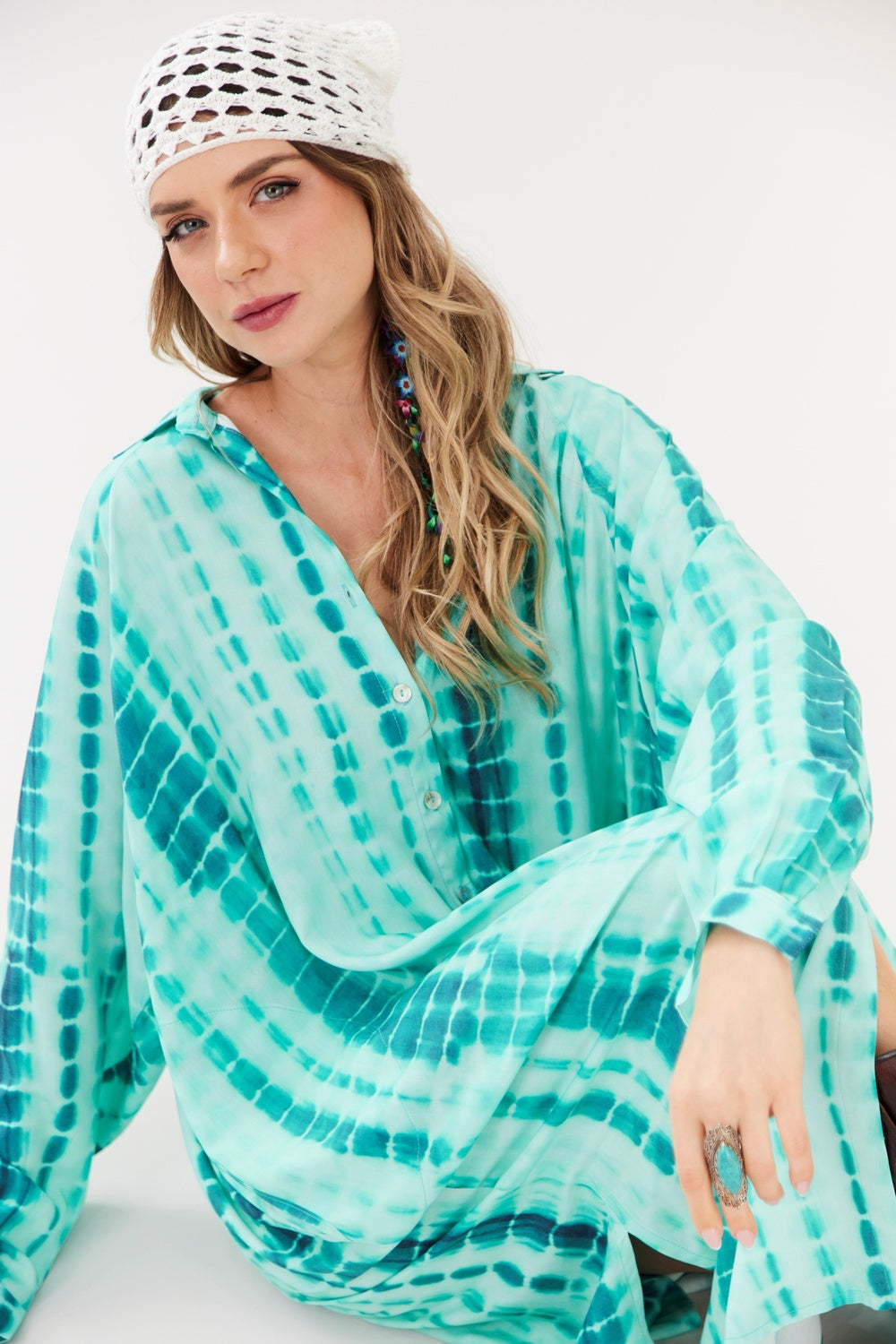 Chemise Midi Verde Tie Dye Digital Yacamim L1