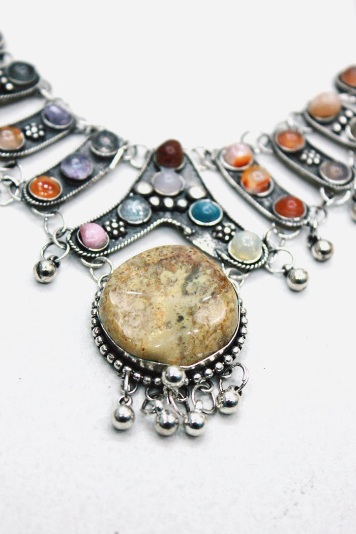 Colar De Metal Com Pedras Coloridas Yacamim #431