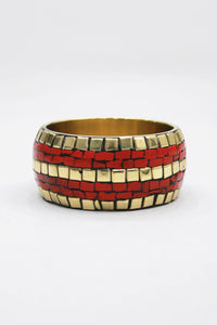 Pulseira Bracelete De Metal Com Pedras Yacamim #455