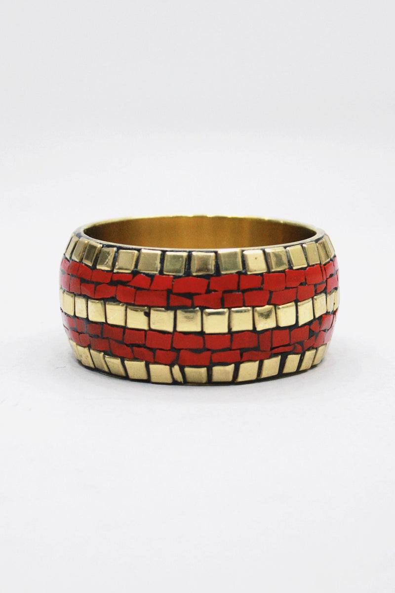 Pulseira Bracelete De Metal Com Pedras Yacamim #455