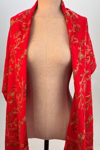 Cachecol Cashmere Vermelho Bordado Yacamim #338