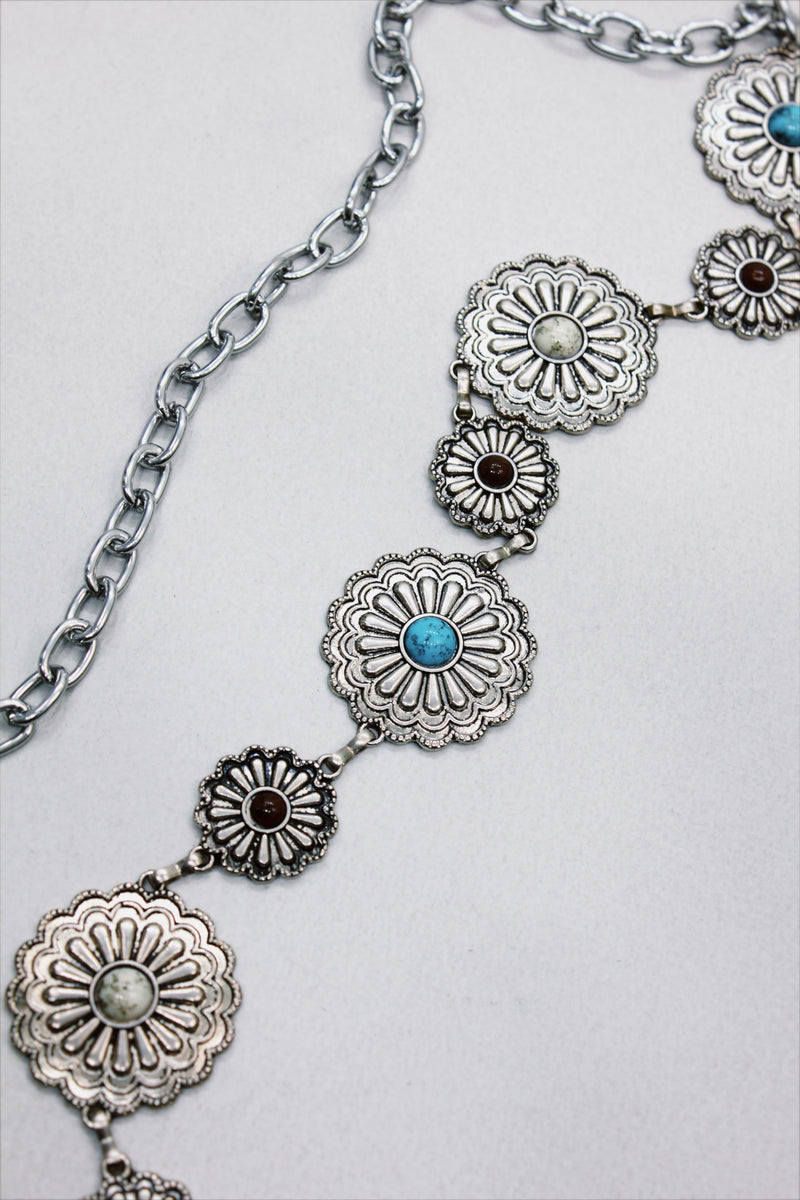 Cinto Metálico De Corrente E Fivelas De Metal Com Pedras Yacamim #562