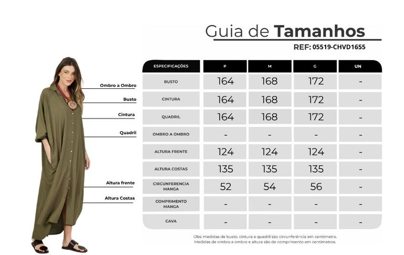 Chemise Longa Ampla Verde Musgo Yacamim P2