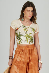 Blusa Cropped Bege Cocada Coleção Bahêa Yacamim Q2