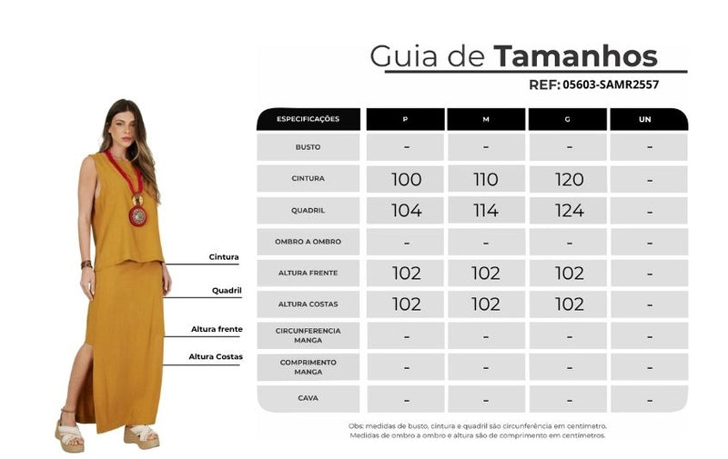 Saia Reta De Viscolinho Mostarda Yacamim A11