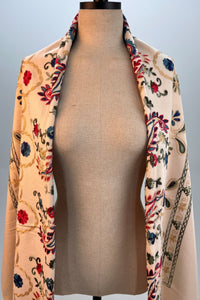 Cachecol Cashmere Bege Bordado Yacamim #326