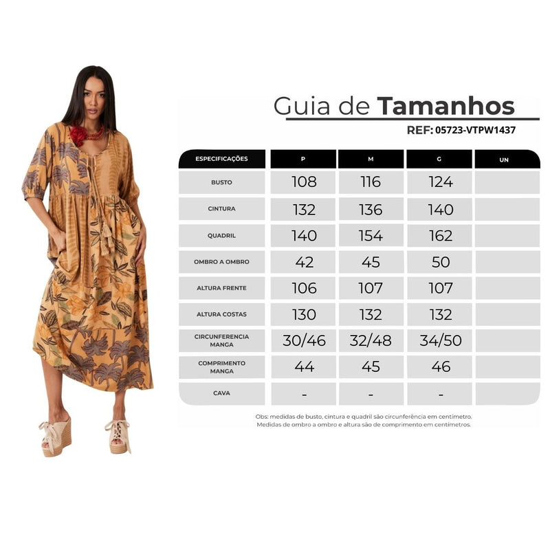 Vestido Midi Marrom Claro Patchwork Yacamim E28
