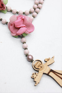 Colar Terço São Francisco De Assis Rosa Antigo Yacamim #556