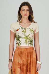 Blusa Cropped Bege Cocada Coleção Bahêa Yacamim Q2