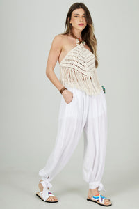 Calça Aladim Com Forro Branca Yacamim H10