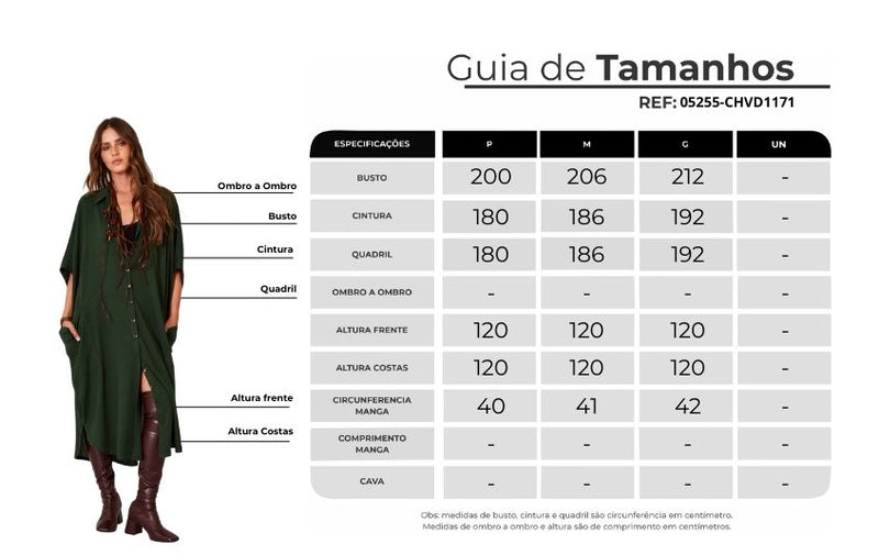 Chemise Longo Verde Escuro Yacamim N8