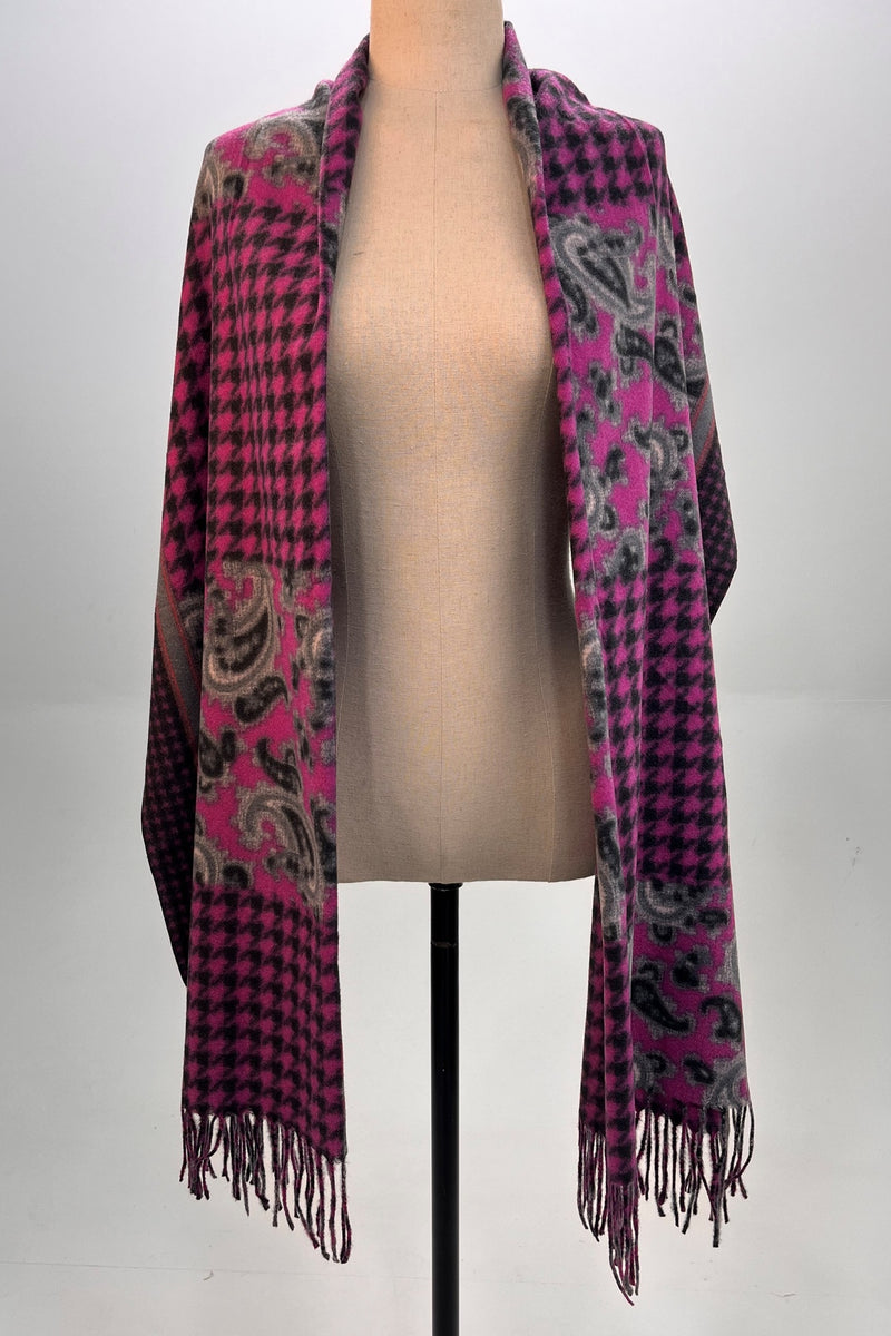 Cachecol Manta Cashmere Rosa Xadrez Yacamim #328
