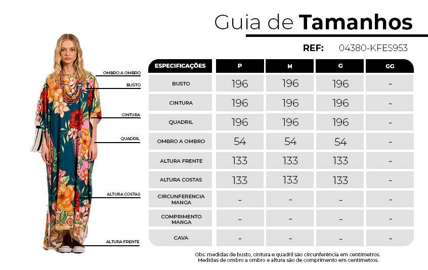 Kaftan Amplo Longo Verde Estampado Yacamim