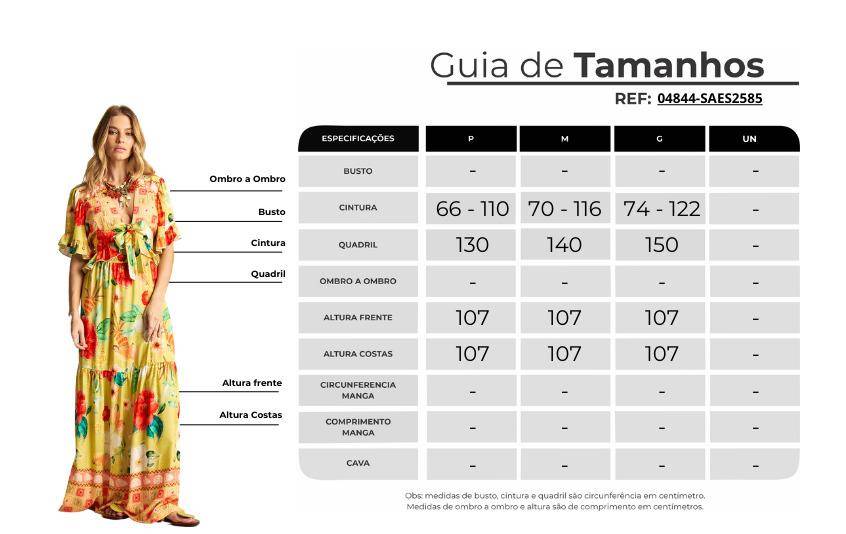 Saia Longa Com Elástico Na Cintura Amarelo Estampado Yacamim A7