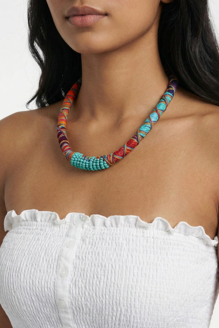 Colar Artesanal De Cordas Coloridas Yacamim #783