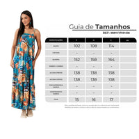 Vestido Longo Alças Com Top Turquesa Estampado Yacamim D29