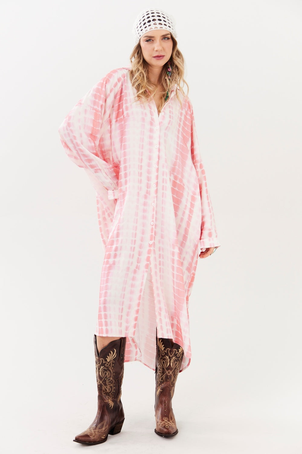 Chemise Midi Rosa Tie Dye Digital Yacamim M8